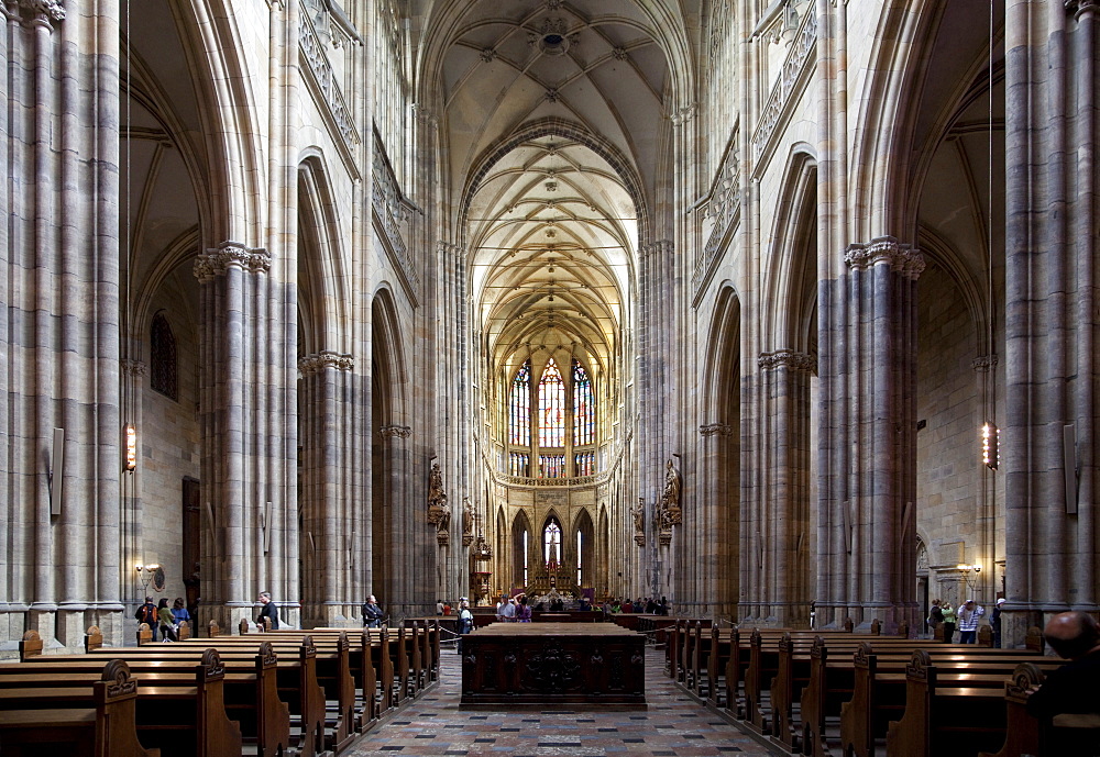 Interior of St. Vitus's Cathedral looking east, Prague Castle, Prague, Czech Republic, Europe