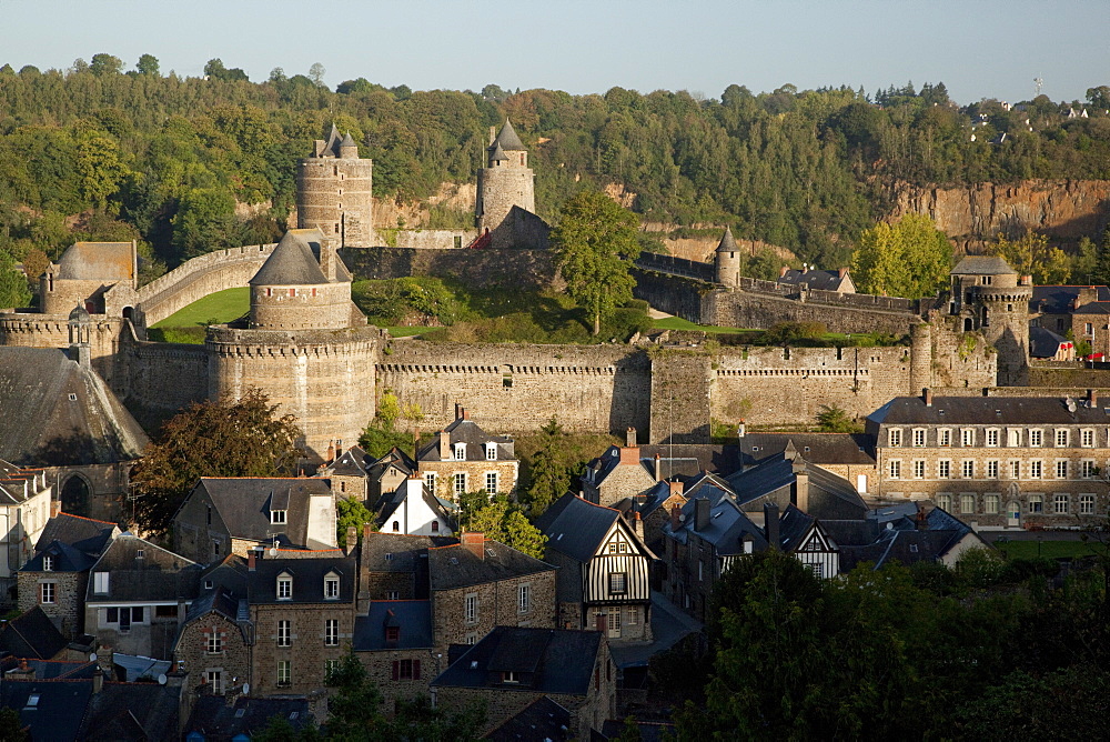 Castle and old town, Fougeres, Brittany, France, Europe