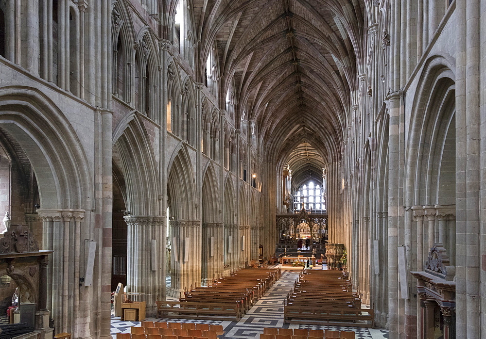 Interior looking East, Worcester Cathedral, Worcester, England, United Kingdom, Europe