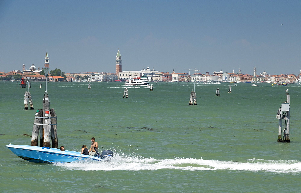 City skyline from Lido, Venice, UNESCO World Heritage Site, Veneto, Italy, Europe