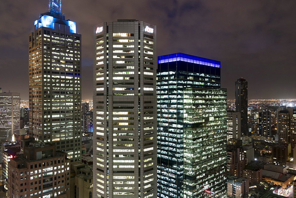 City at night from Sofitel Melbourne on Collins Street, Melbourne, Victoria, Australia, Pacific