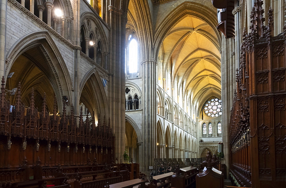 Nave and West Window from the Quire (Choir), Truro Cathedral, Cornwall, England, United Kingdom, Europe