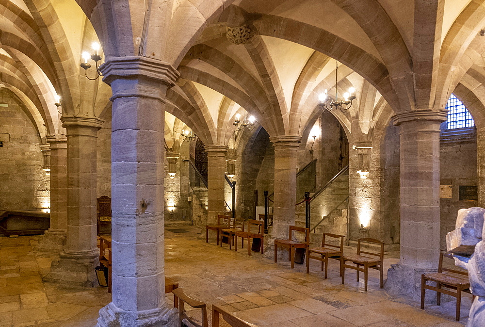 Crypt looking North West, Hereford Cathedral, Herefordshire, England, United Kingdom, Europe