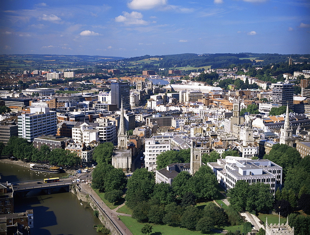 View over centre of city, Bristol, England, Unnited Kingdom, Europe