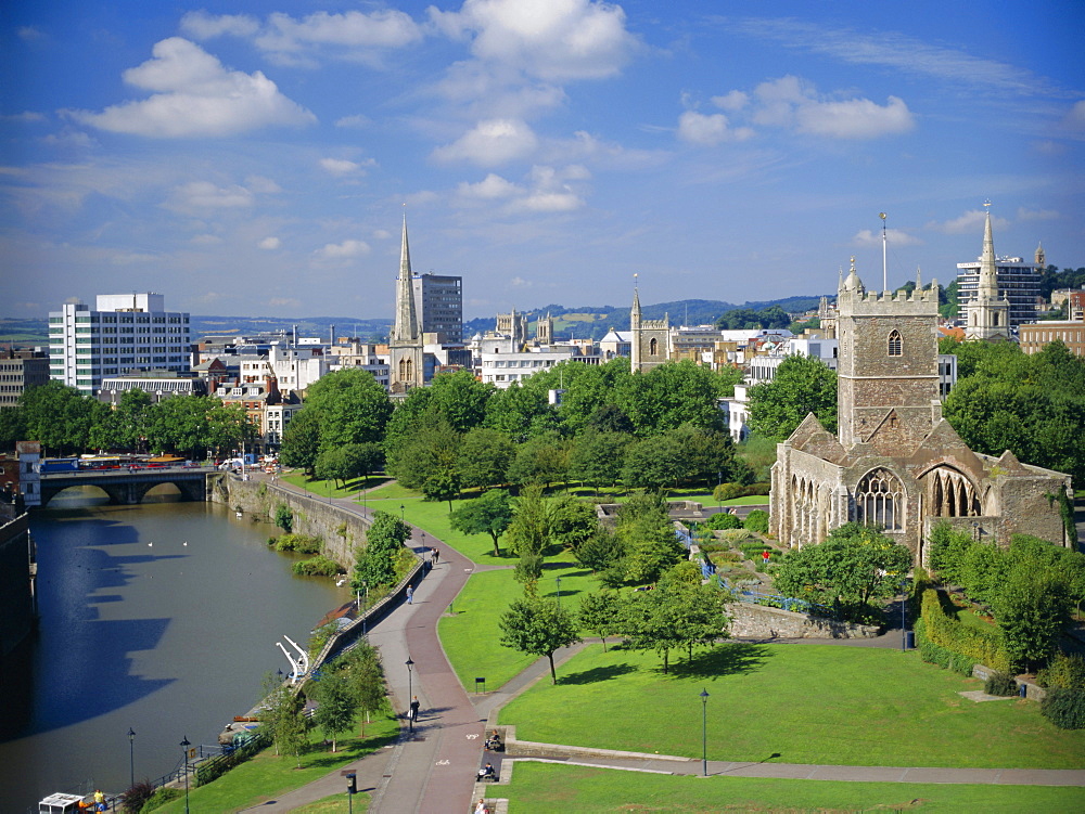 City centre from Castle Green, Bristol, Avon, England, UK, Europe