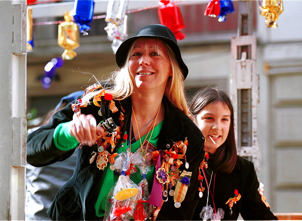 Barcelona,Spain - Fiesta Sant Medir - Sweets thrown from the floats during the parade