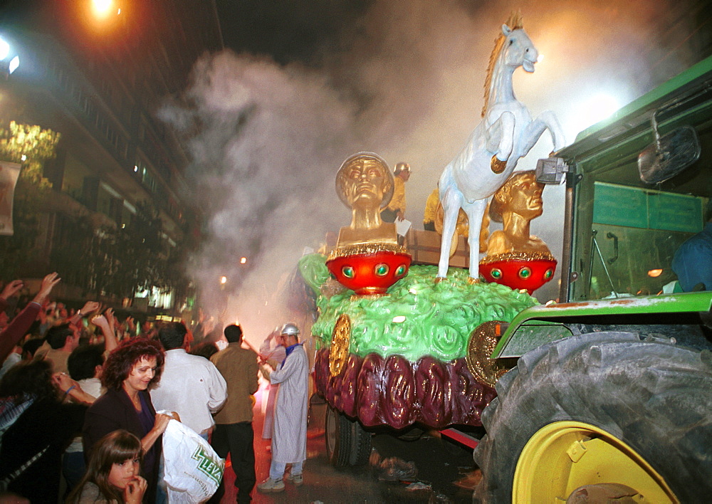 Murcia - Spain Spring Festivals - Burial of the Sardine Spectators collecting gifts thrown from the floats 