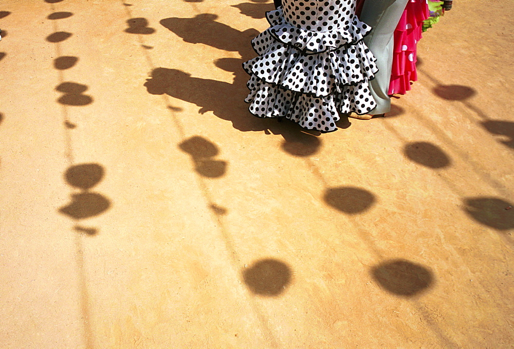 Seville - Spain - The Feria de Abril - Seville Fair - Polka Dots and lantern shadows in the streets of the fair fite 