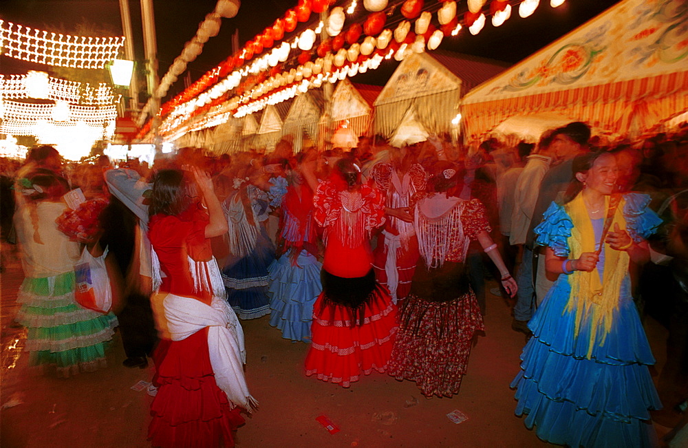 Seville - Spain - The Feria de Abril - Seville Fair - Dancing through the night at the fairground