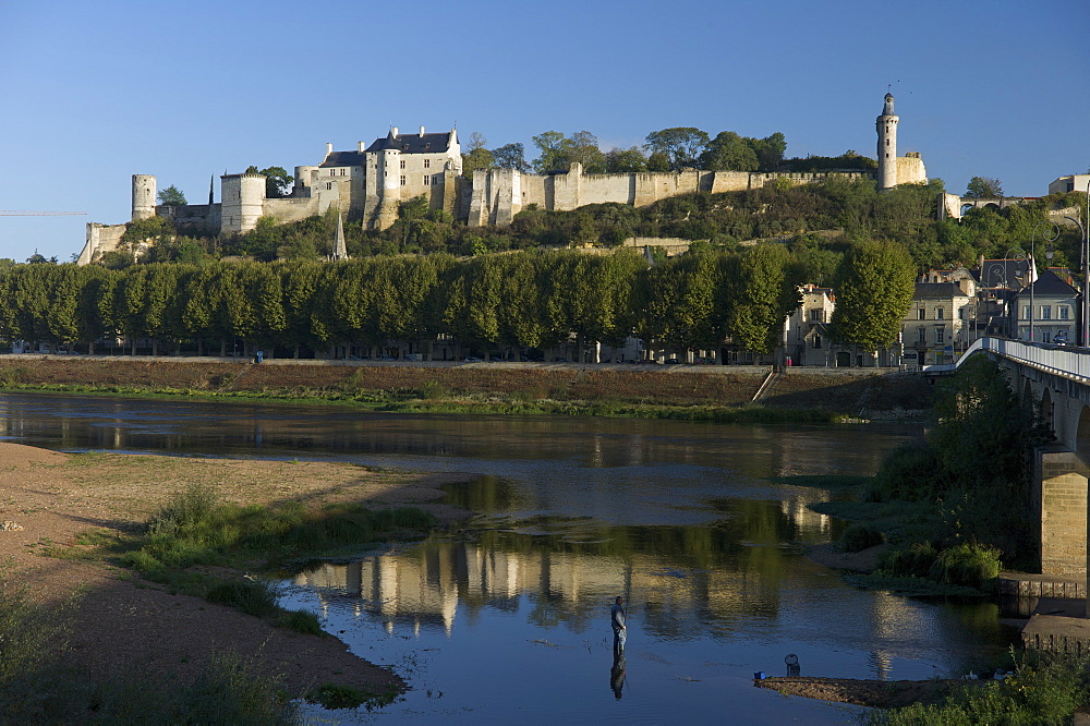 Chateau and River Vienne, Chinon, Indre-et-Loire, Touraine, France, Europe