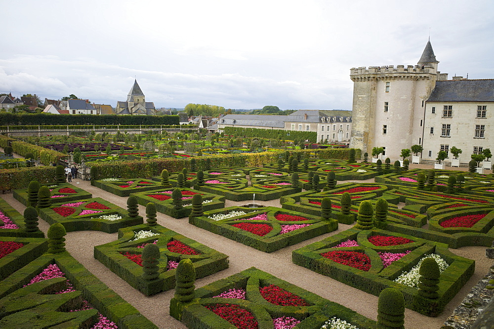 Gardens, Chateau de Villandry, UNESCO World Heritage Site, Indre-et-Loire, Touraine, Loire Valley, France, Europe