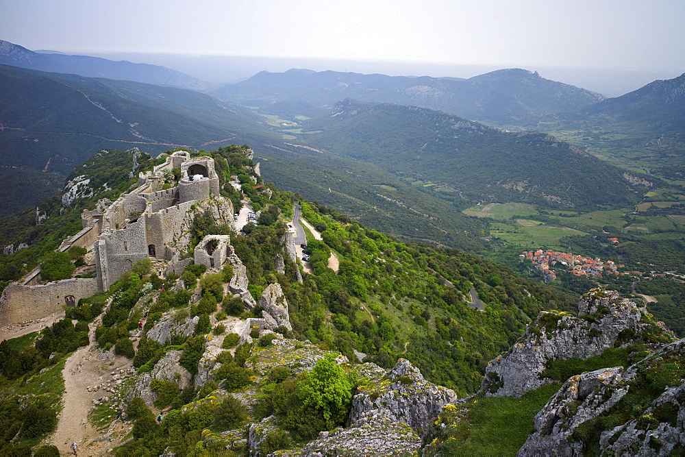 Peyrepertuse Cathar castle, French Pyrenees, France, Europe