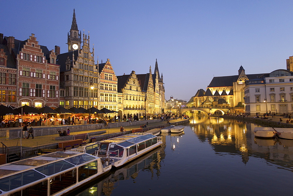 River Leie in Ghent, East Flanders, Belgium, Europe