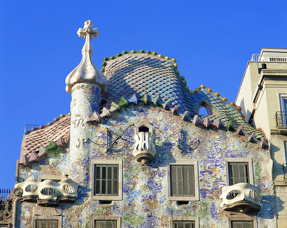 The Casa Batllo, a Gaudi house, in Barcelona, Cataluna, Spain, Europe