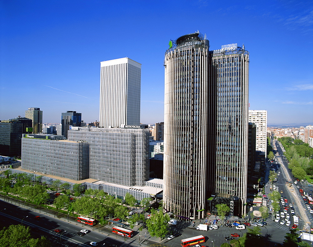 Skyline of the Financial District including the Europa and Picasso buildings, in Madrid, Spain, Europe