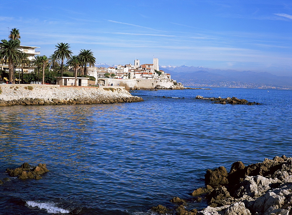 Old walls and castle at Antibes, Cote d'Azur, French Riviera, Provence, France, Mediterranean, Europe