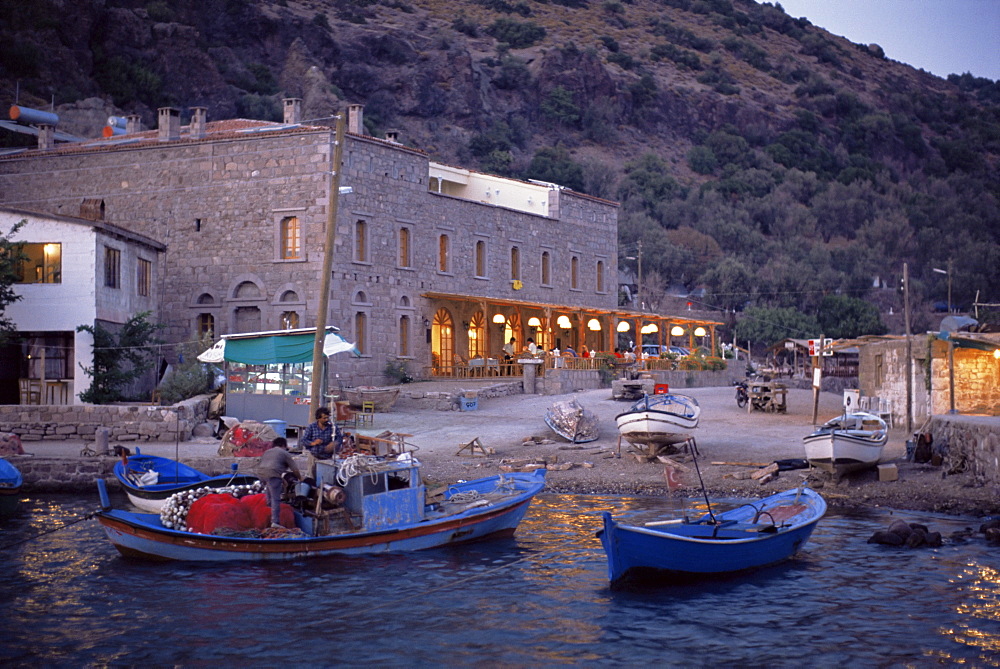 Hotel Karavanserei on the harbour, Behramakale, Assos, Turkey, Aegean, Eurasia