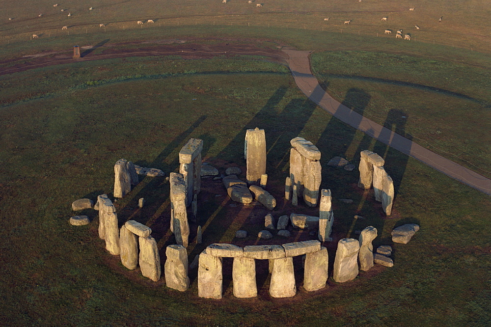 Aerial view of Stonehenge, UNESCO World Heritage Site, Wiltshire, England, United Kingdom, Europe