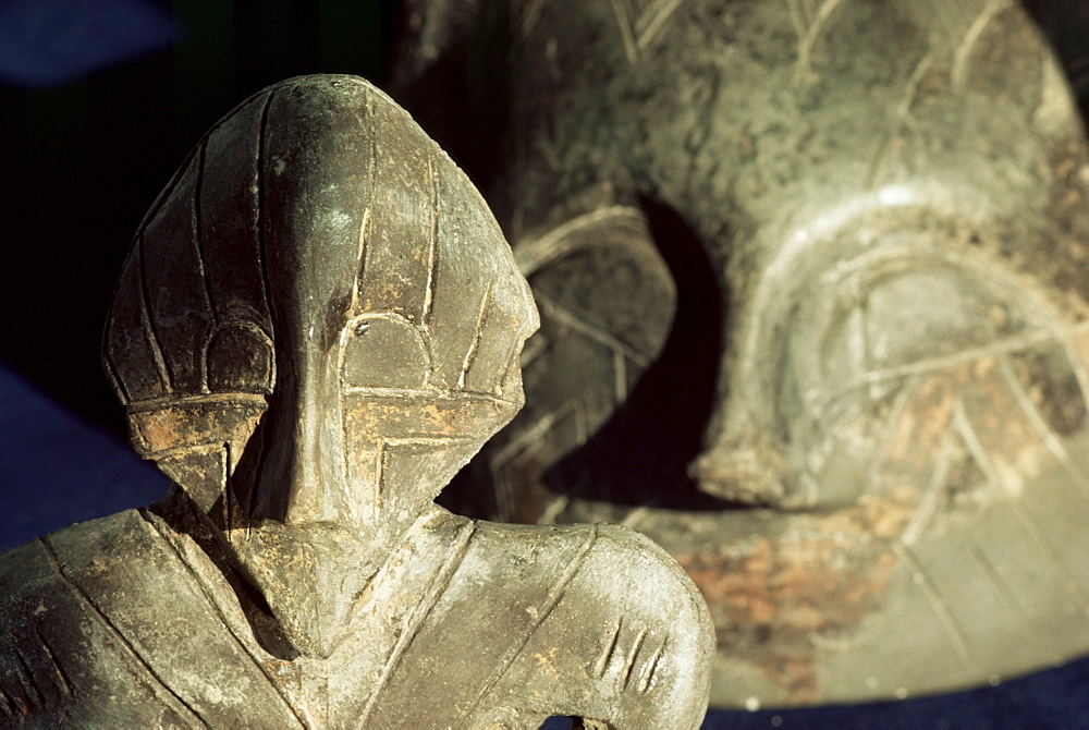 Close-up of carvings, Vinca culture, Belgrade Museum, Serbia, Europe