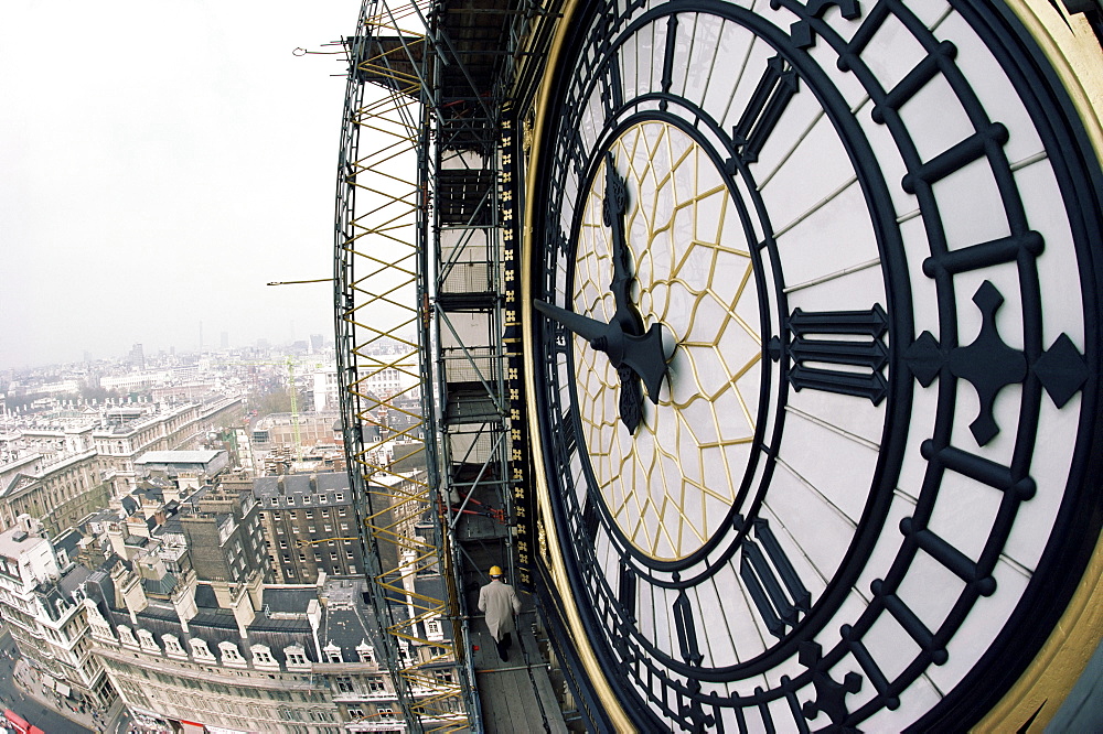 Close-up of the clock face of Big Ben, Houses of Parliament, Westminster, London, England, United Kingdom, Europe