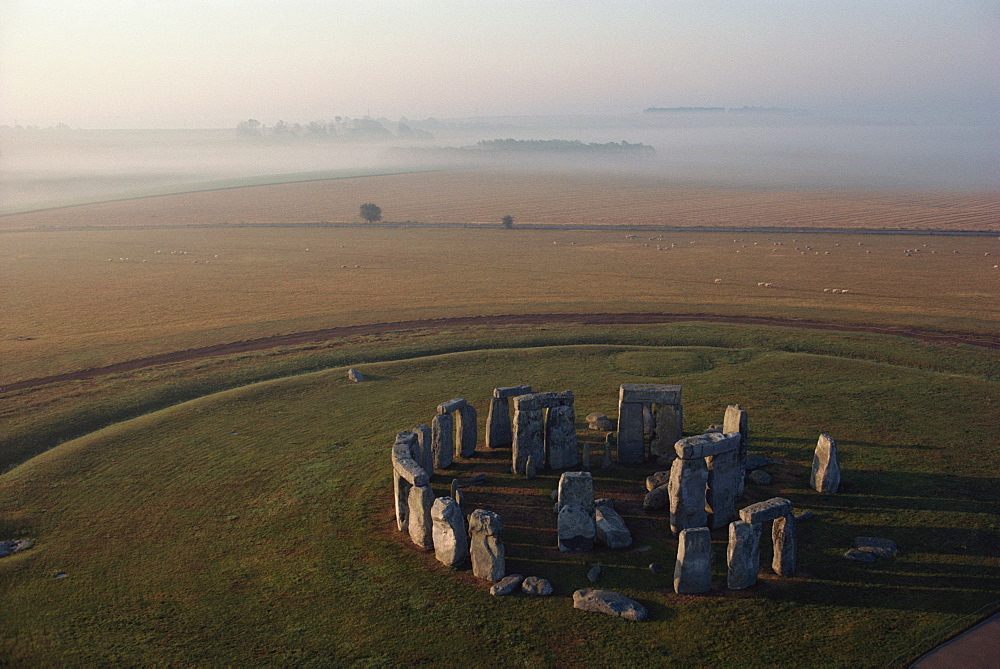 Aerial view of Stonehenge, UNESCO World Heritage Site, Wiltshire, England, United Kingdom, Europe