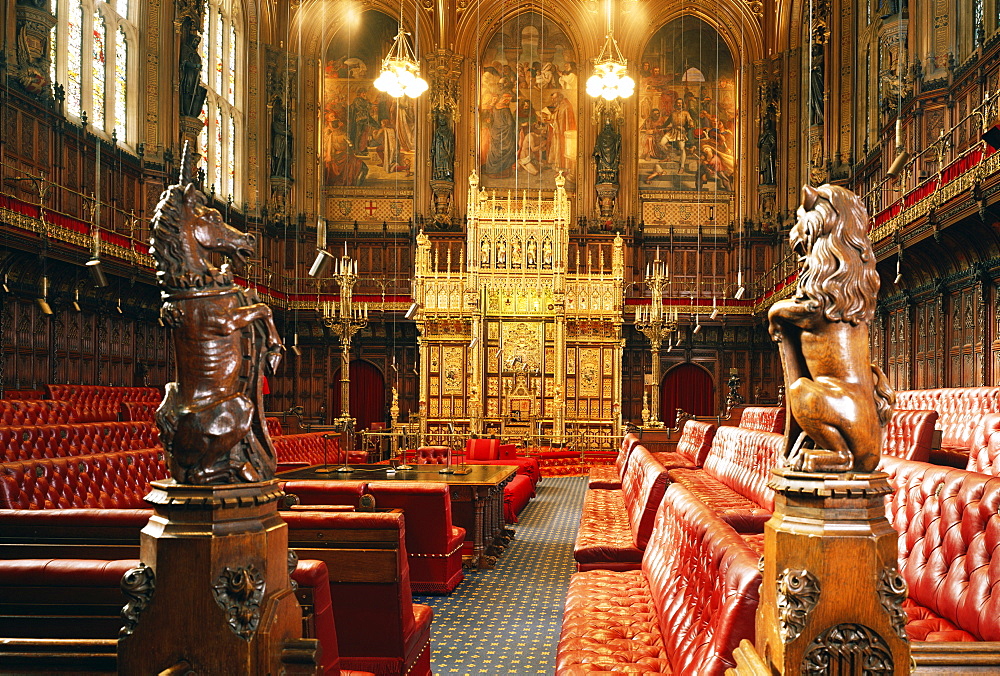 The Lords Chamber, Houses of Parliament, Westminster, London, England, United Kingdom, Europe