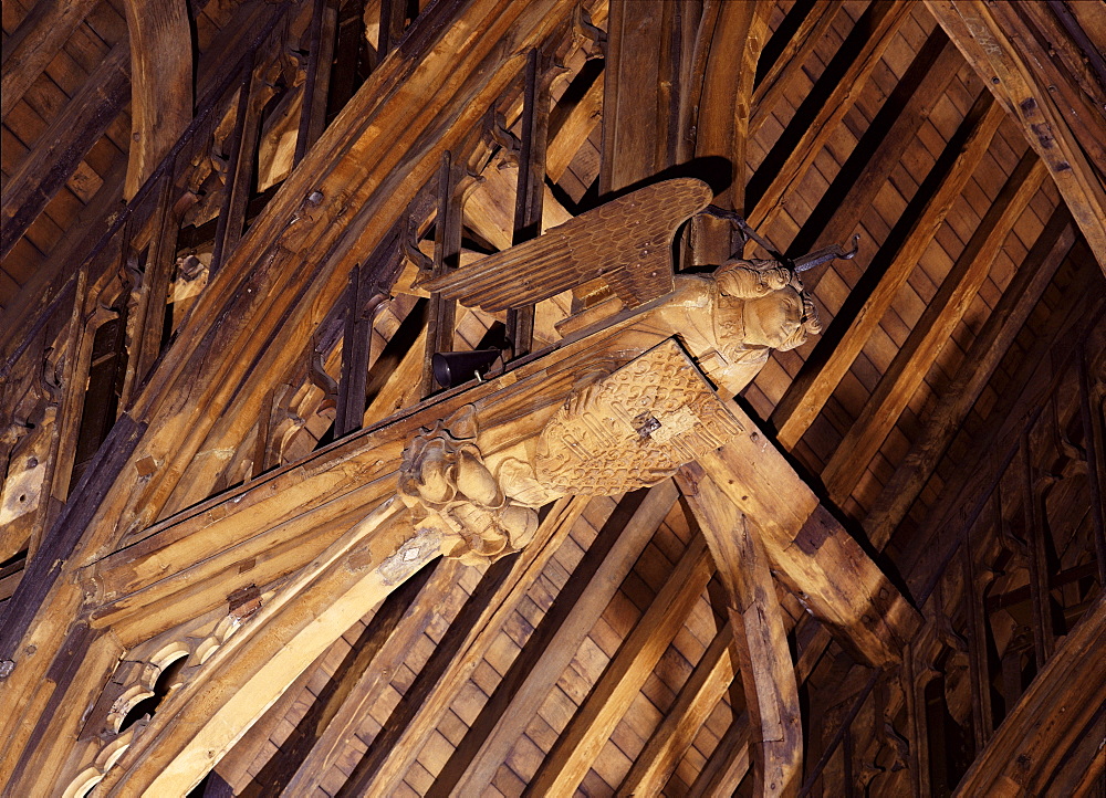 Detail of carving, Westminster Hall, Houses of Parliament, Westminster, London, England, United Kingdom, Europe