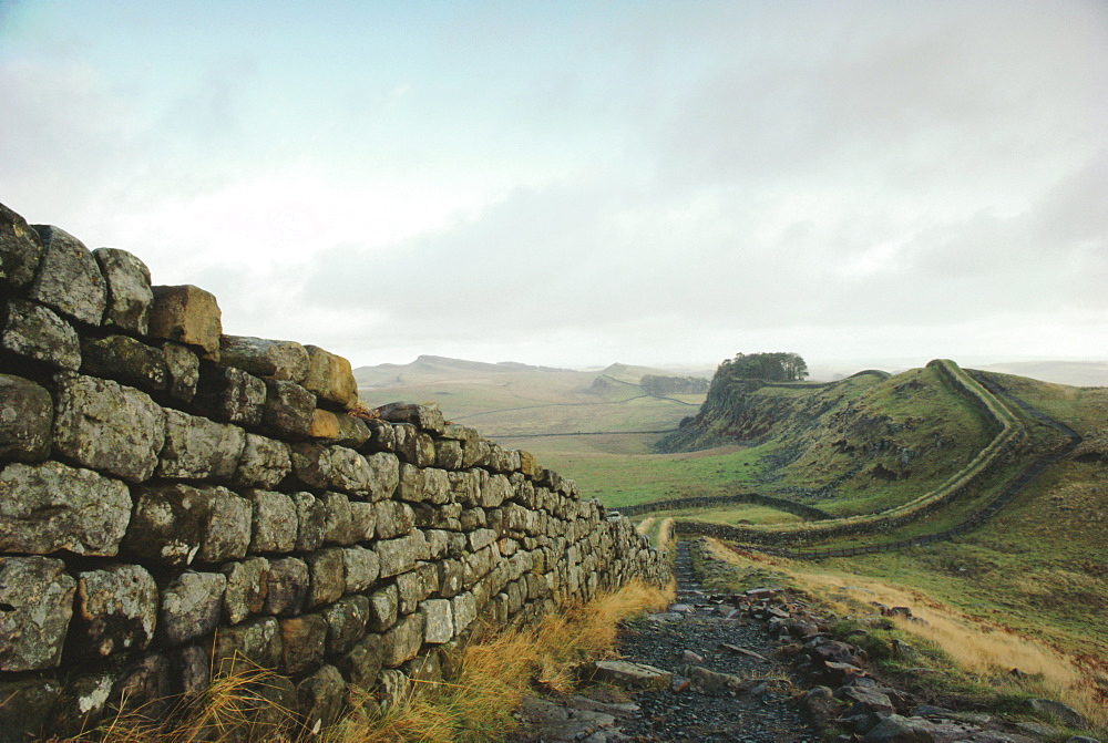 Hadrian's Wall, towards Crag Lough, Northumberland England, UK 