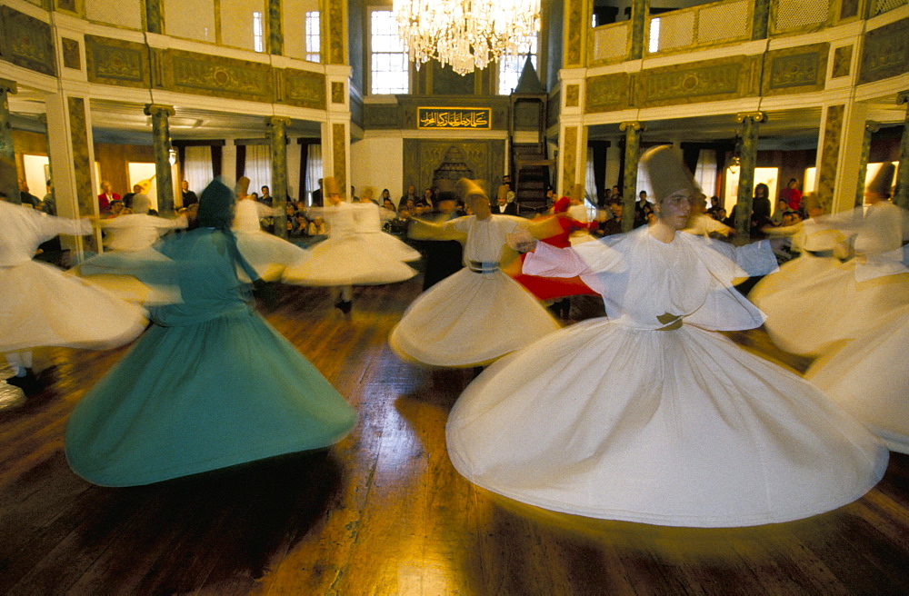 Ceremony of the Whirling Dervishes, founded in Konya by Mevalana Celaleddin Rumi, Istanbul, Turkey, Europe