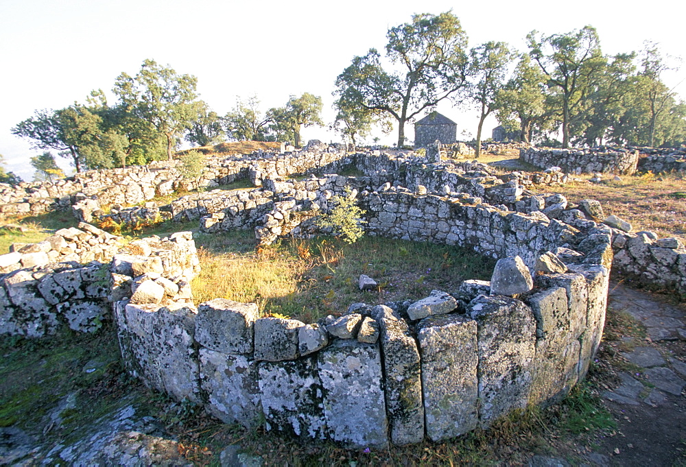 Citania de Briteiros, a Celtic iron age settlement dating from approximately 300 BC, with foundations of 150 round huts and paved streets, near Braga, Minho, Portugal, Europe