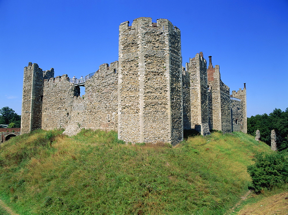 Framlingham Castle, showing flanking towers, Framlingham, Suffolk, England, United Kingdom, Europe