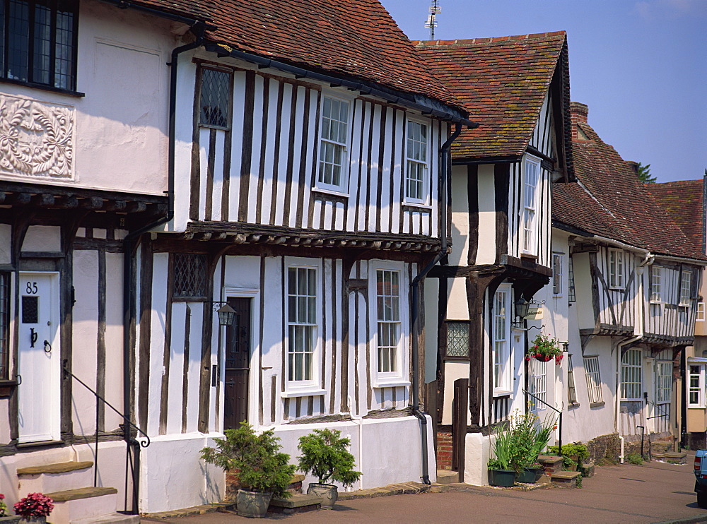 Traditional housing facades, Lavenham, Suffolk, England, United Kingdom, Europe