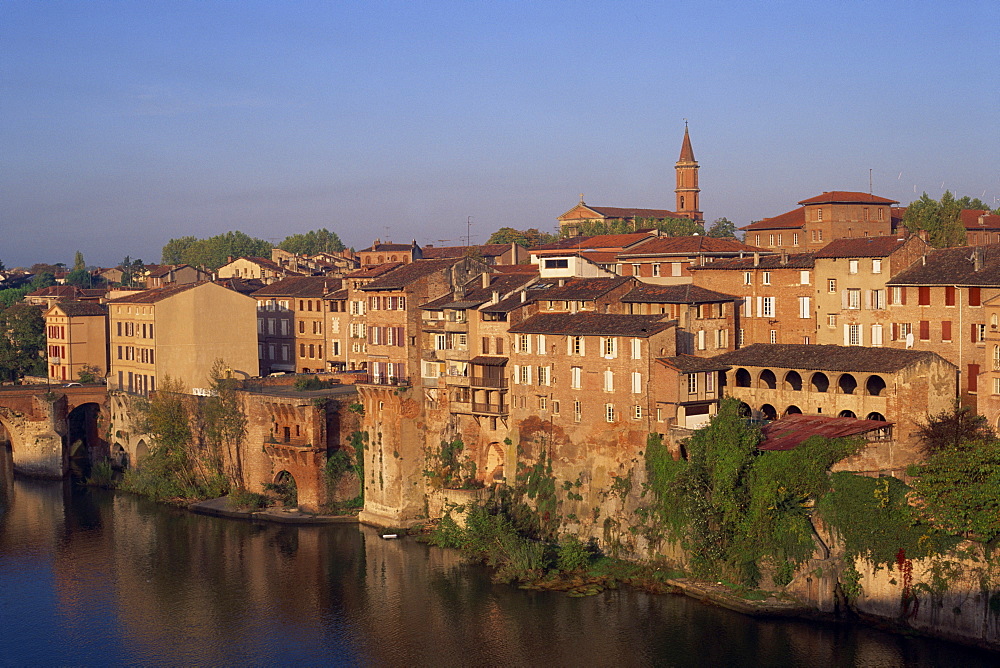 Skyline of houses and church of the town of Albi in the Tarn Region of Midi Pyrenees, south west France, Europe