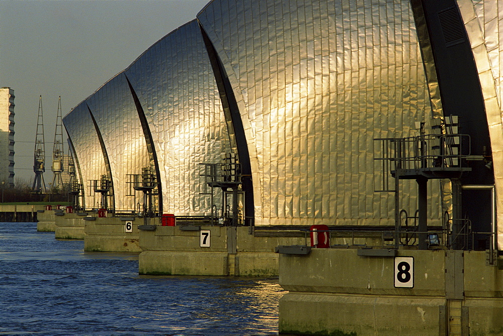 The Thames Flood Barrier, Woolwich, near Greenwich, London, England, United Kingdom, Europe