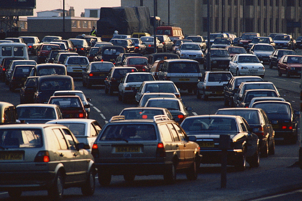 Traffic jam at dusk, London, England, United Kingdom, Europe