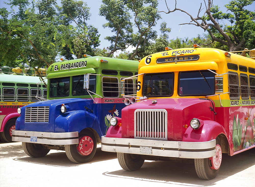 Custom painted buses, Mexico  