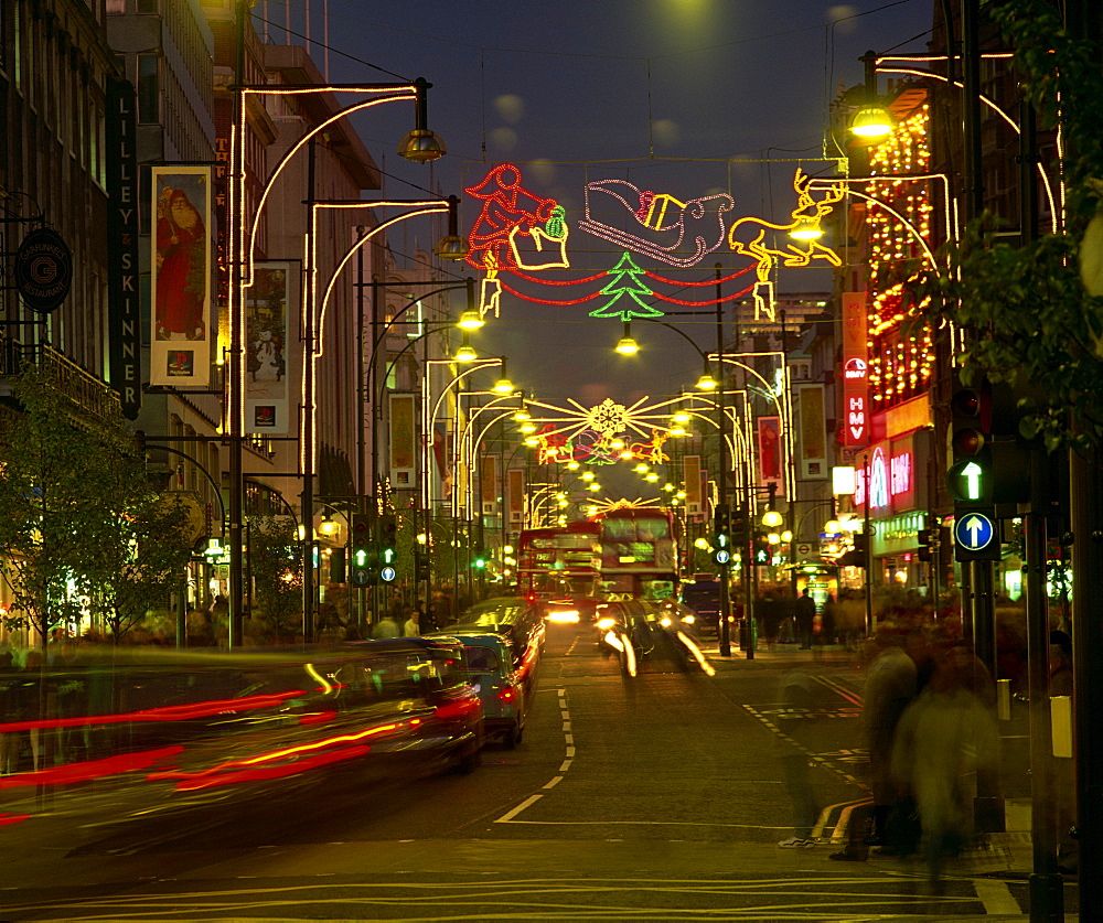 Christmas lights, Oxford Street, London, England, United Kingdom, Europe