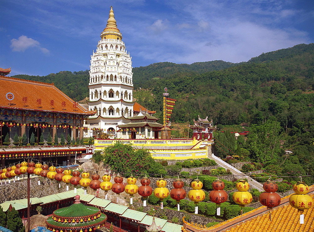 Lanterns and pagoda at the Kek Lok Si Temple in Penang, Malaysia, Southeast Asia, Asia