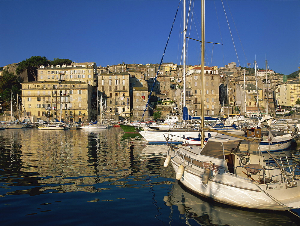 Boats moored in harbour, Bastia, Corsica, France, Mediterranean, Europe