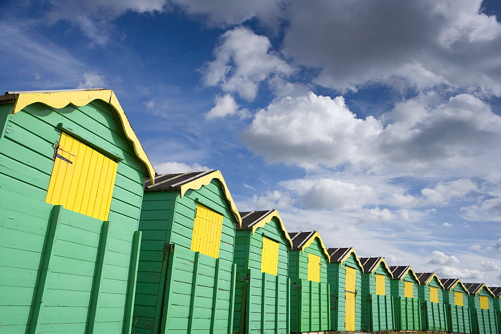 Colourful beach huts, Littlehampton, West Sussex, England, United Kingdom, Europe