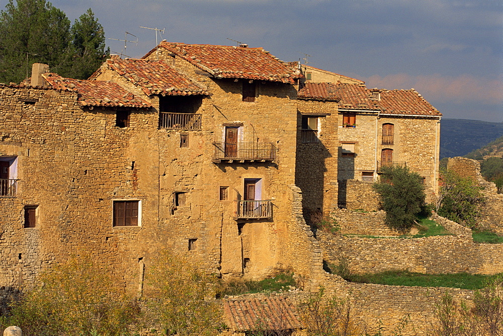 Houses at Mirambel, El Maestrazgo in Teruel Province, Aragon, Spain, Europe