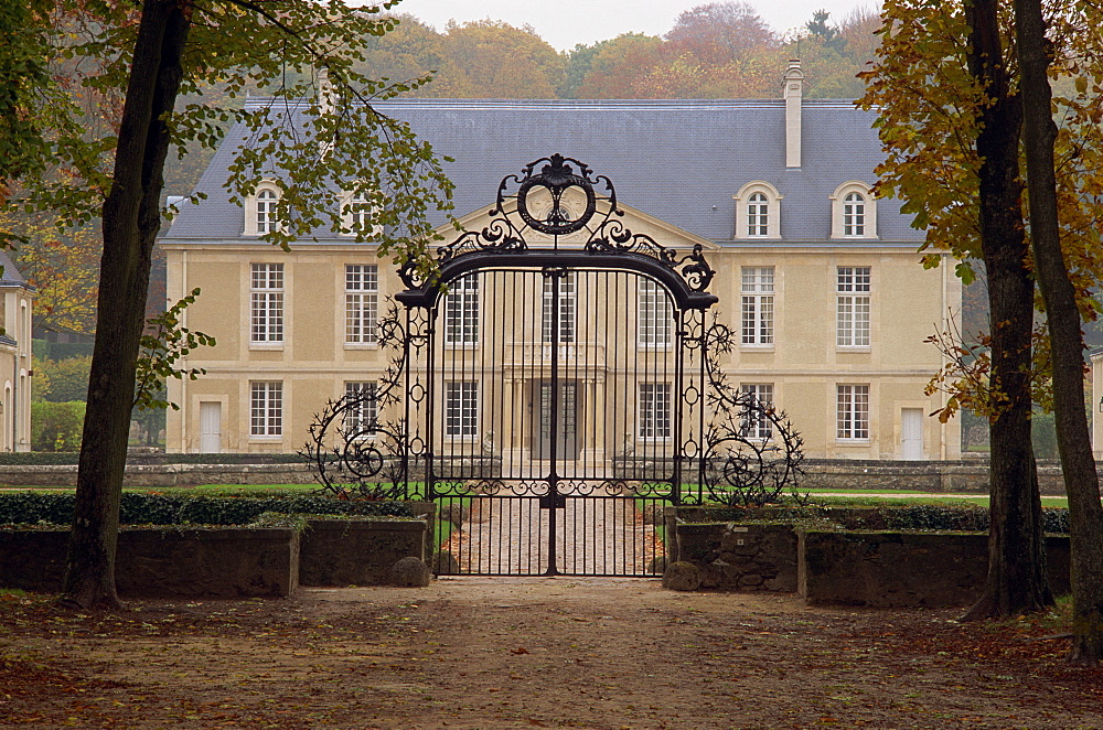 Louvois Chateau's facade and entrance gate, Champagne, France, Europe