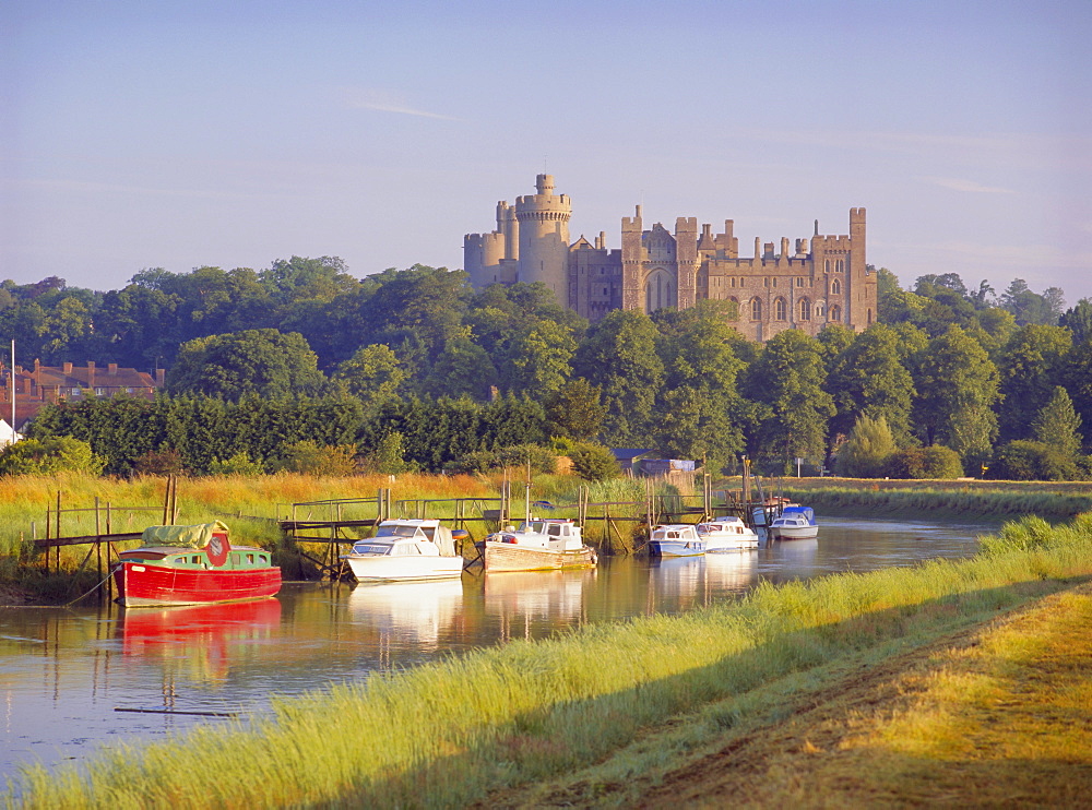 Arundel Castle and River, Arundel, Sussex, England