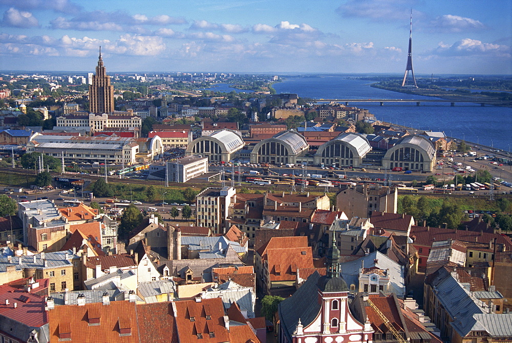 City skyline, including the TV Tower, Riga, Latvia, Baltic States, Europe