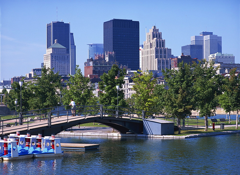 City skyline from the old port, Montreal, Quebec, Canada, North America