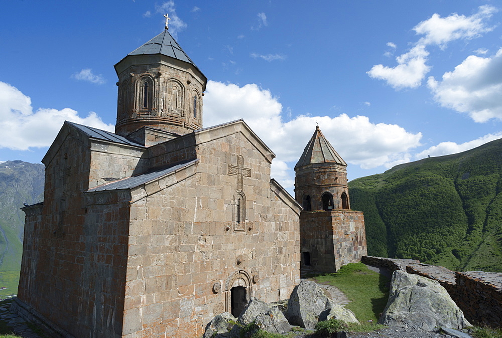 Tsminda Sameba church, Kasbegi, Georgia, Central Asia, Asia