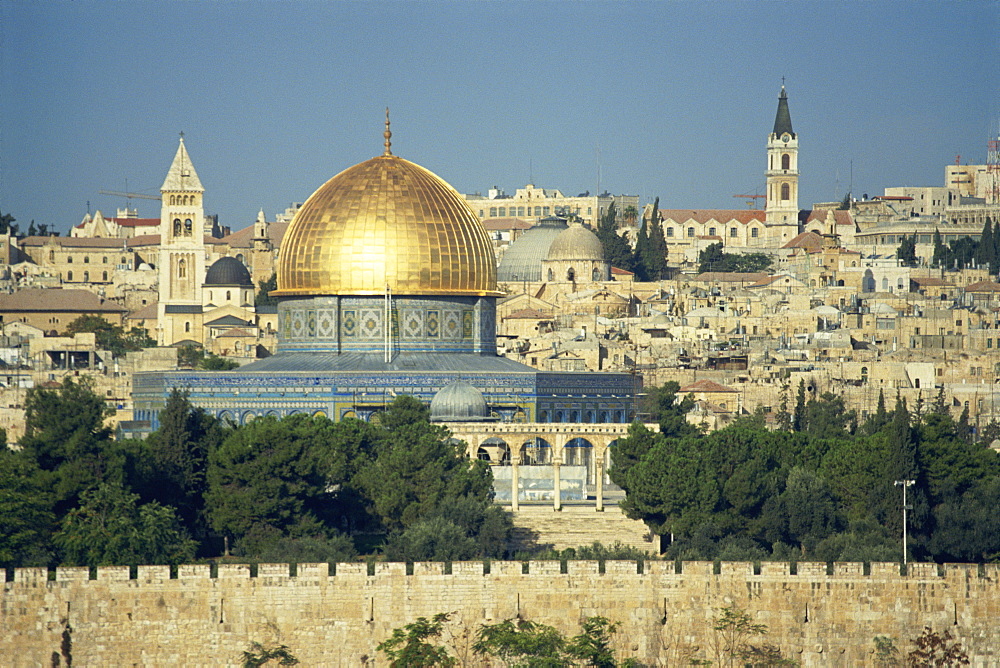 Dome of the Rock and Temple Mount from Mount of Olives, UNESCO World Heritage Site, Jerusalem, Israel, Middle East