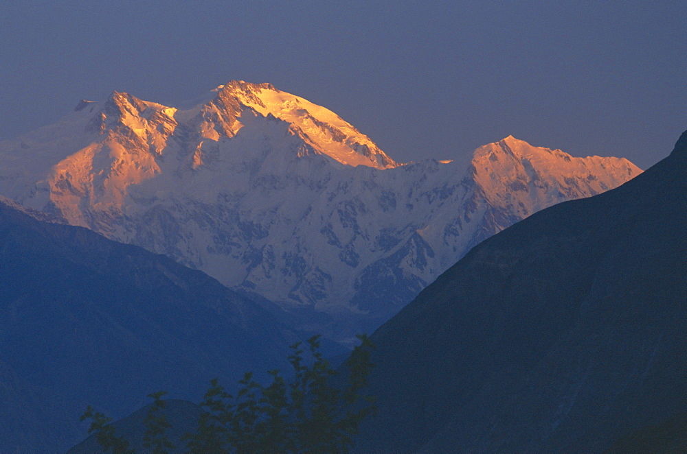 Sunset, Nanga Parbat mountain, Karakoram (Karakorum) mountains, Pakistan, Asia