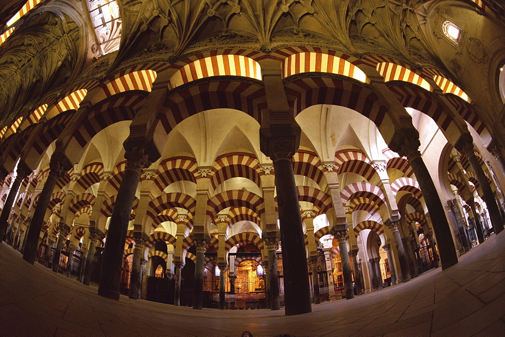 Interior of the Great Mosque (Mezquita), UNESCO World Heritage Site, houses a later Christian church inside, Cordoba, Andalucia (Andalusia), Spain, Europe