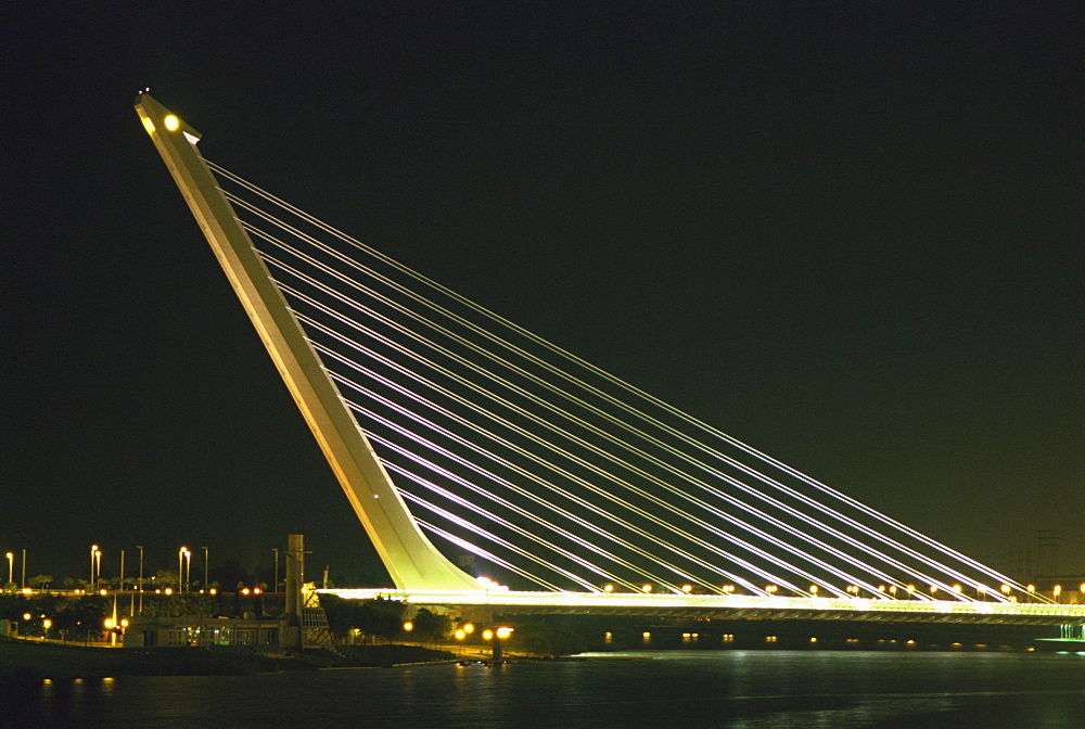 Alamillo Bridge, built for Expo 92, Seville, Andalucia, Spain, Europe